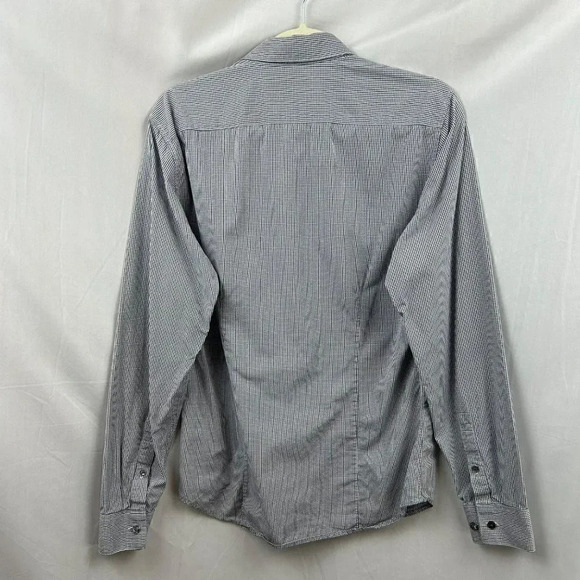 Theory Button Front Shirt, Sylvain Style, Long Sleeves, Black, Gray Check, Small - Picture 6 of 9